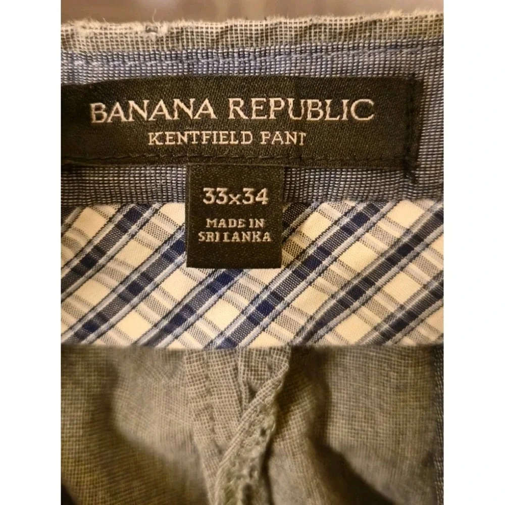 Banana Republic Kentfield Gray Chino Pants Men 33x34 (Fits 33x32) Flat Front‎